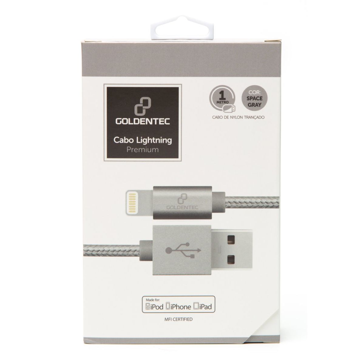 Cabo Lightning USB Premium Goldentec MFI Space Gray 1 Metro lojaione