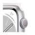 Apple-Watch-Series-8-GPS---Caixa-Prateada-de-aluminio-45mm---Pulseira-esportiva-Branca